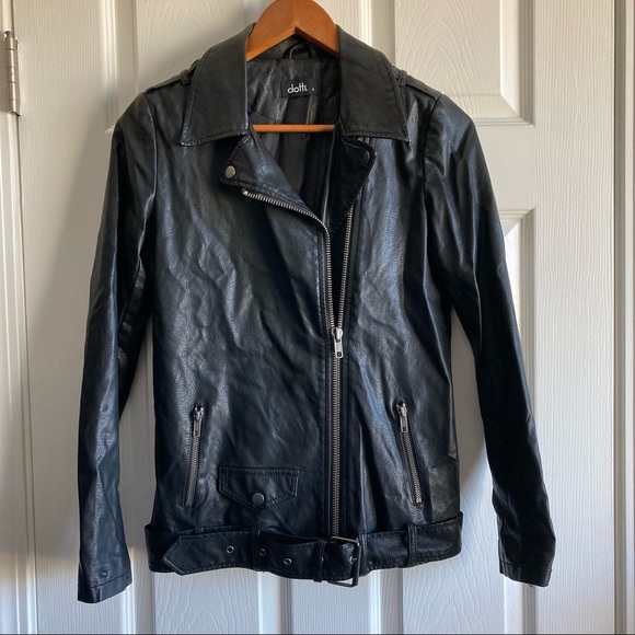 Dotti Jackets & Coats Dotti Black Faux Leather Moto Jacket Size 6
